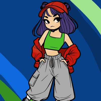 girl in crop top and baggy pants