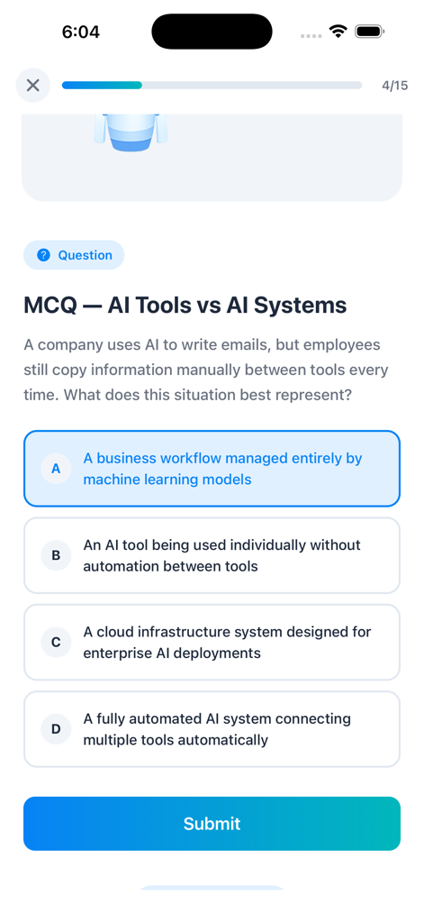 brAInify App - Multiple-Choice-Quiz zu KI-Tools und -Systemen in der brAInify-App