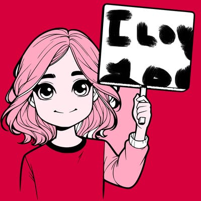 realistic girl holding up a sign