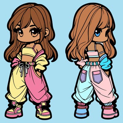 girl in crop top and baggy pants