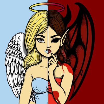 realistic angel half demon