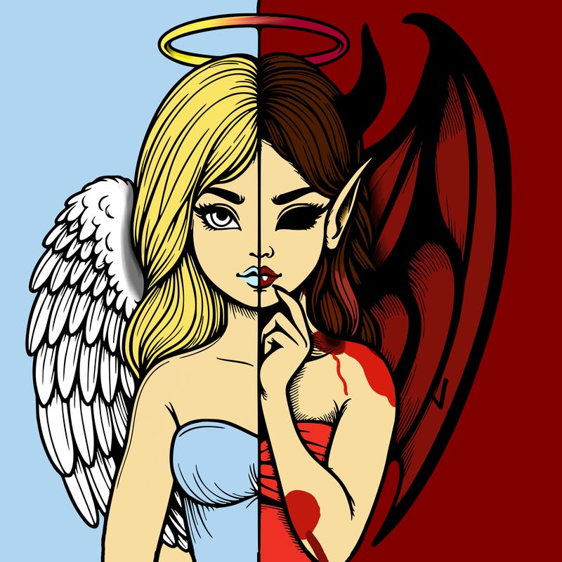 realistic angel half demon