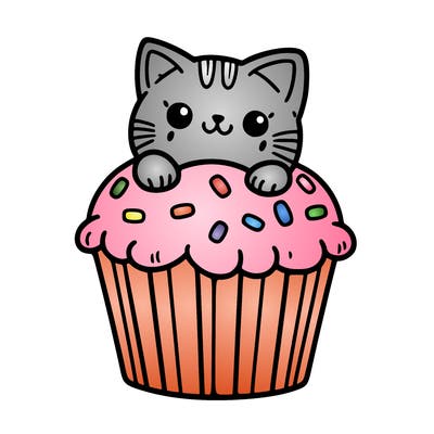 cat in a cupcake