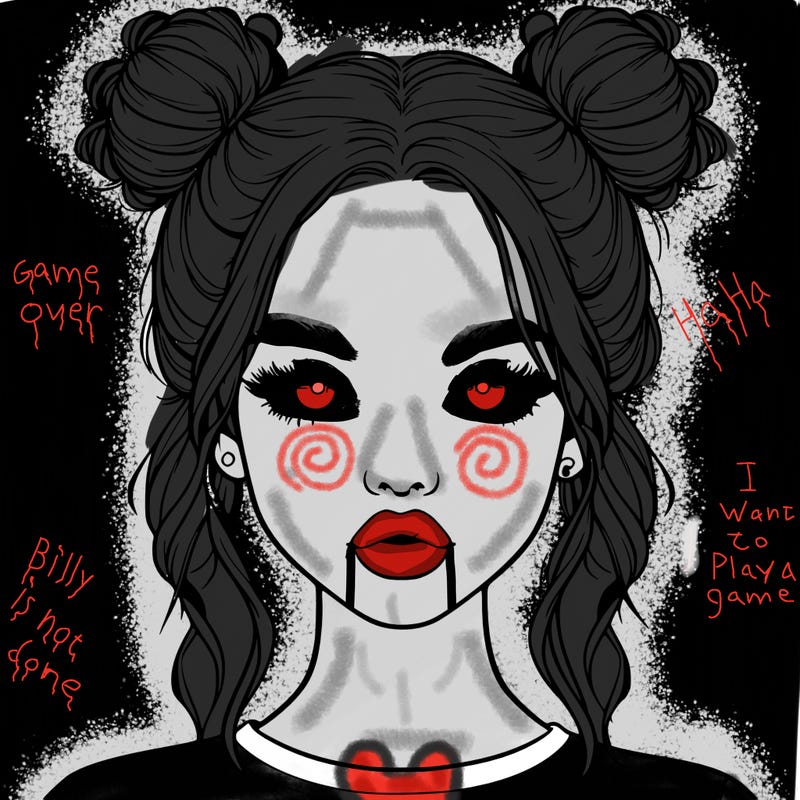 realistic girl with two buns in hair and lips