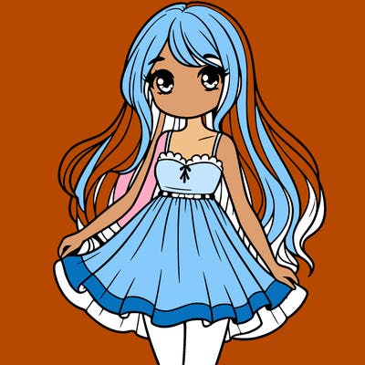 cute teen girl with long hair and a short dress