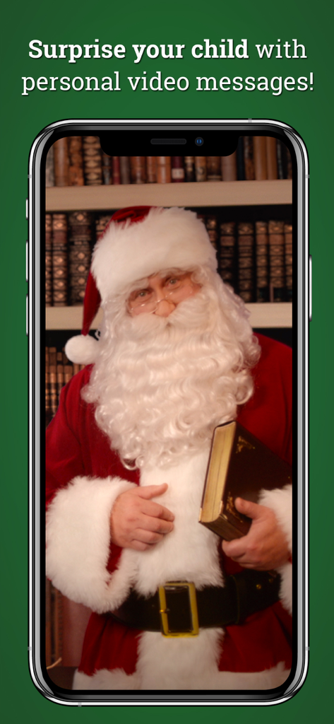 Call Santa Claus! create video - Santa Claus on a smartphone screen delivering a personalized video message