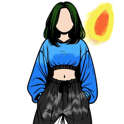 realistic girl faceless with baggy pants and a crop top