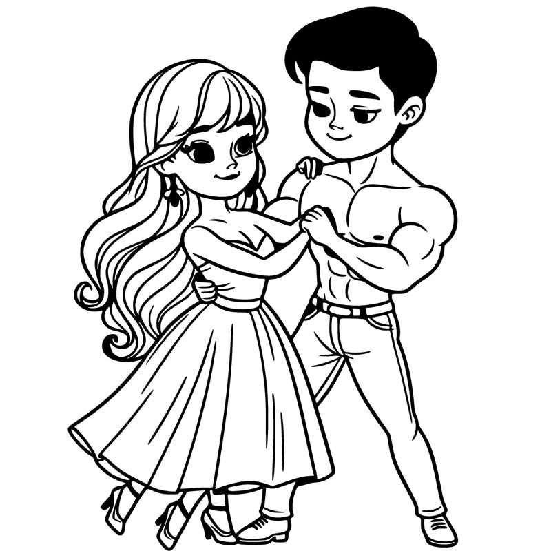 a beautiful girl who is dancing with a muscular boy