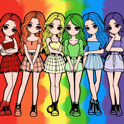 a group of girls realistic