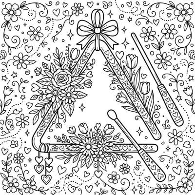 Celebrate your amazing mom with this unique Mother's Day triangle coloring page, beautifully adorned with flowers and hearts. It's a delightful way to show your love and creativity, perfect for a heartfelt, handmade gift.