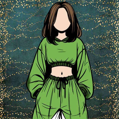 realistic girl faceless with baggy pants and a crop top