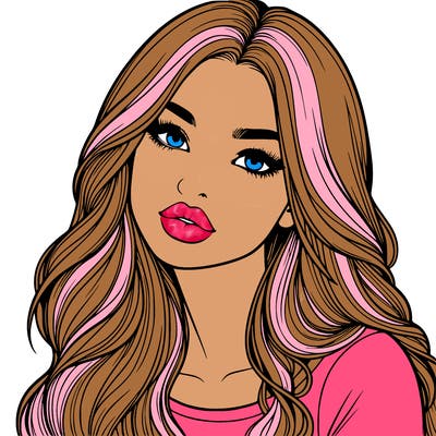 realistic girl with hair on her hair and lips