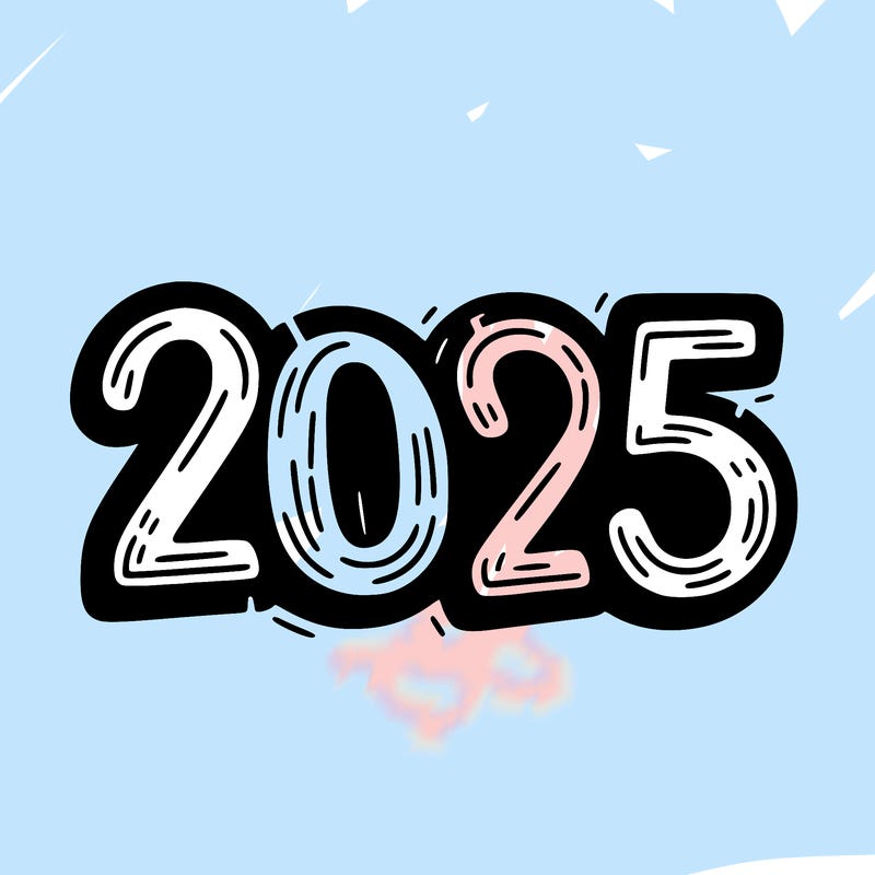 one line scrawled numbers sketch design “2025”