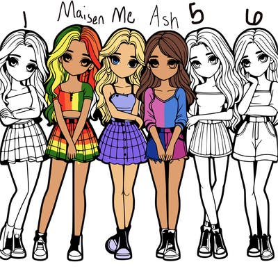 a group of girls realistic