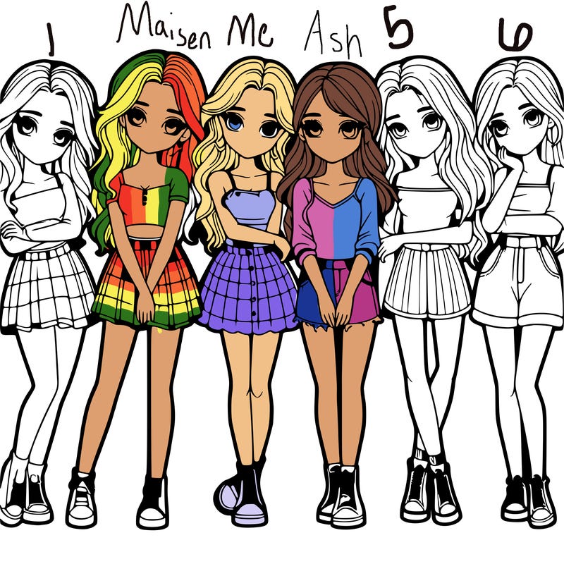 a group of girls realistic