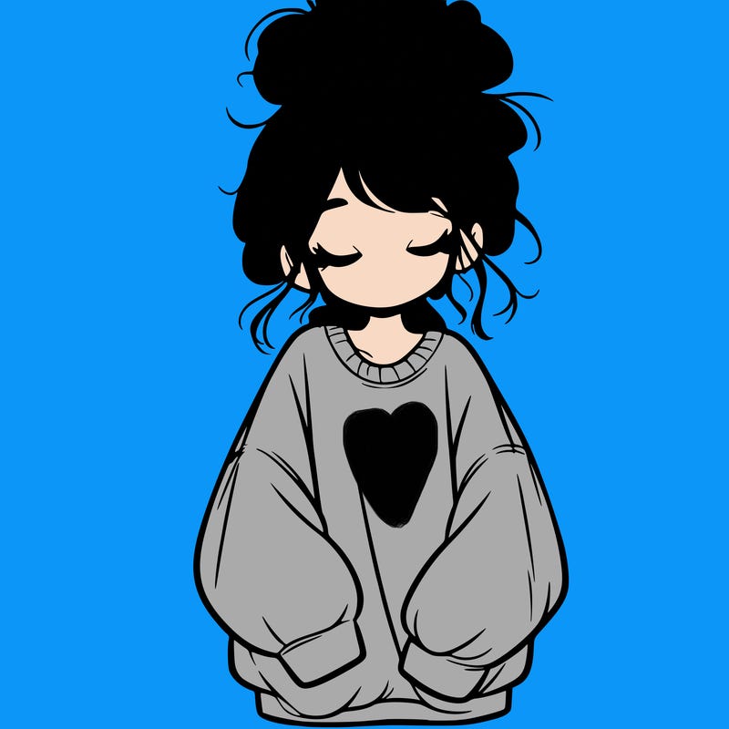 girl with baggy sweatshirt and messy bun