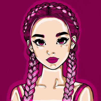 realistic girl with braids
