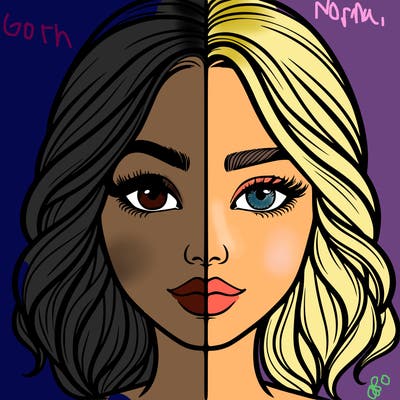 realistic girl split half