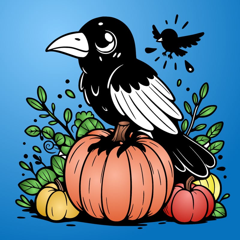 crow on a pumpkin
