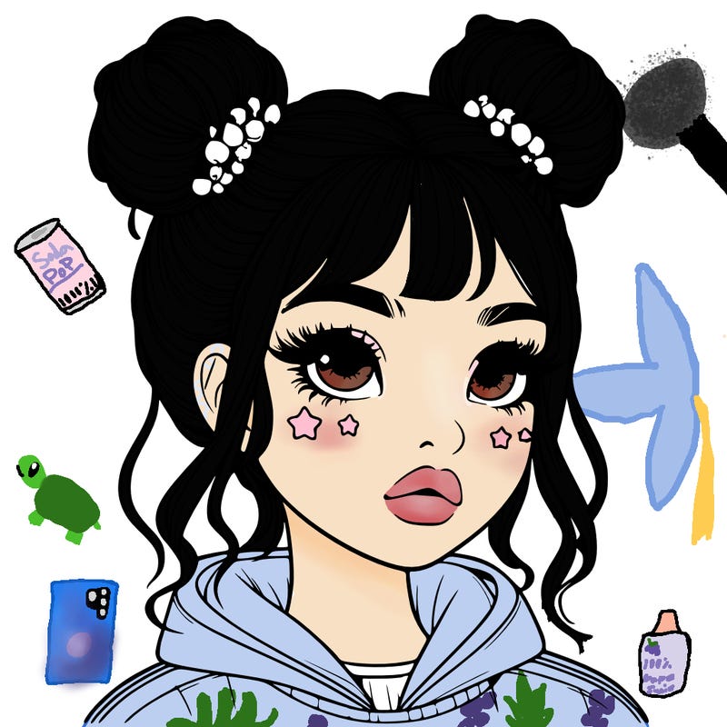 realistic girl with space buns
