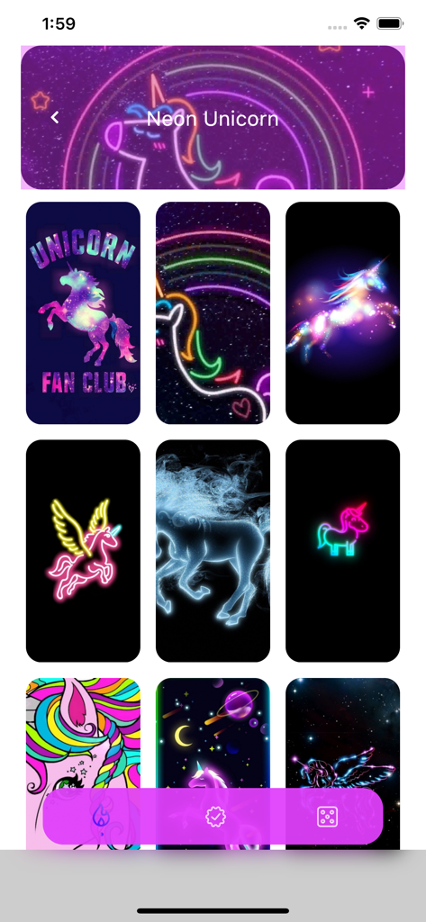 Unicorn Wallpaper HD - A gallery showing several neon and galaxy style unicorn wallpapers for mobile devices