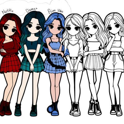 a group of girls realistic