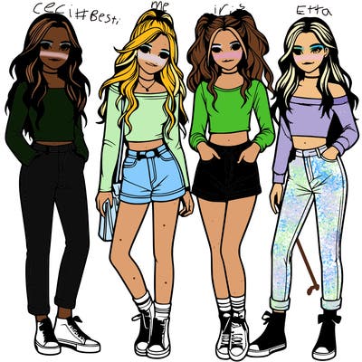 realistic four teenage girls