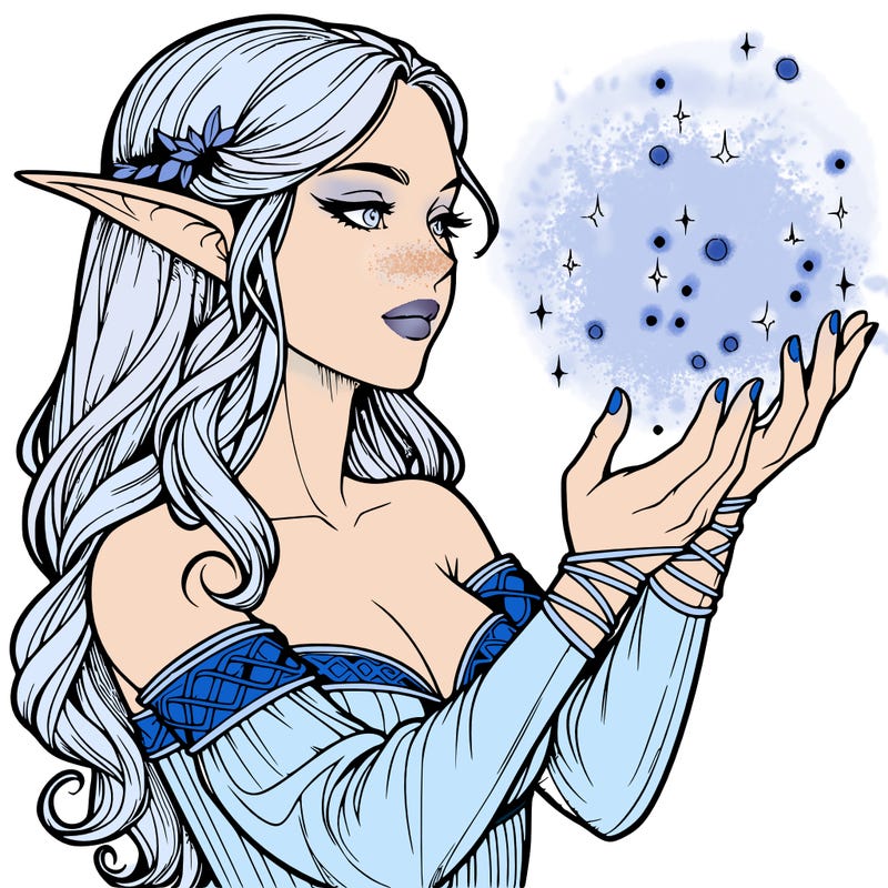 realistic elf girl doing magic