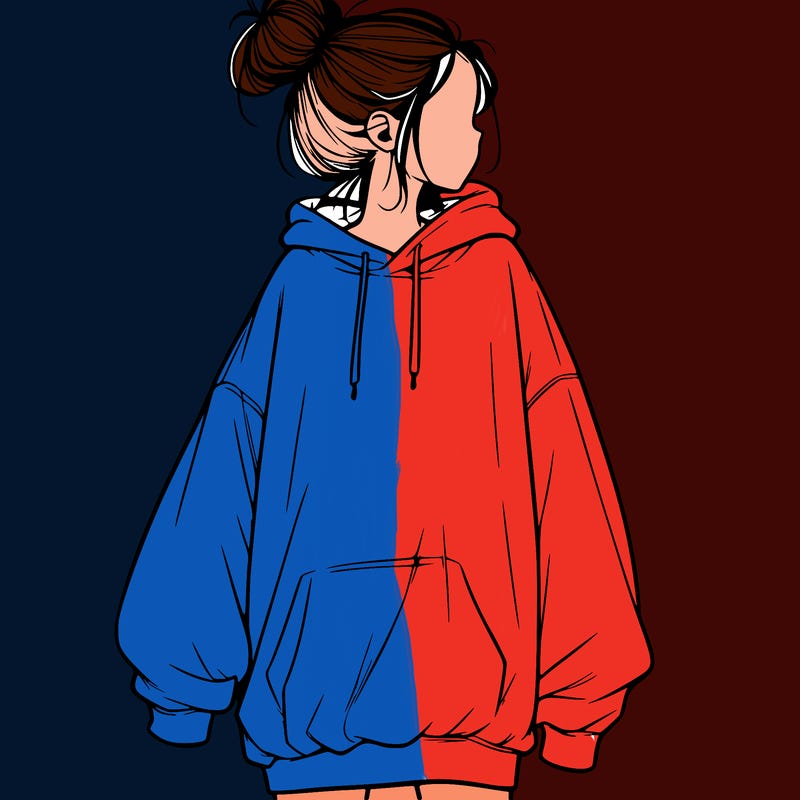 realistic girl with a oversized sweatshirt on and a bun