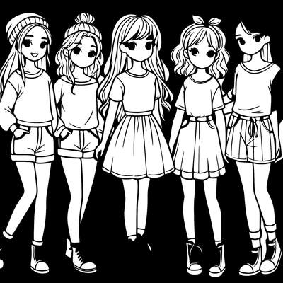 a group of five girls