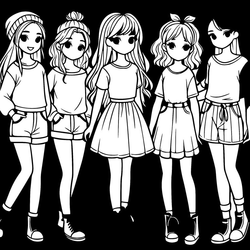 a group of five girls