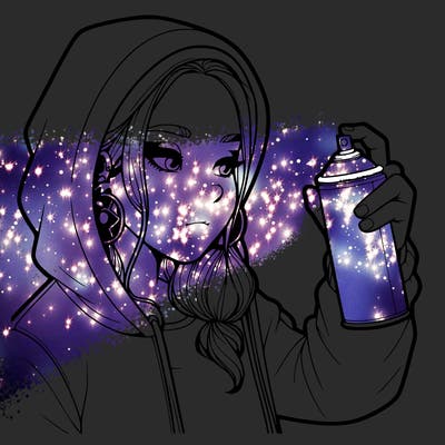 a realistic girl, spray painting