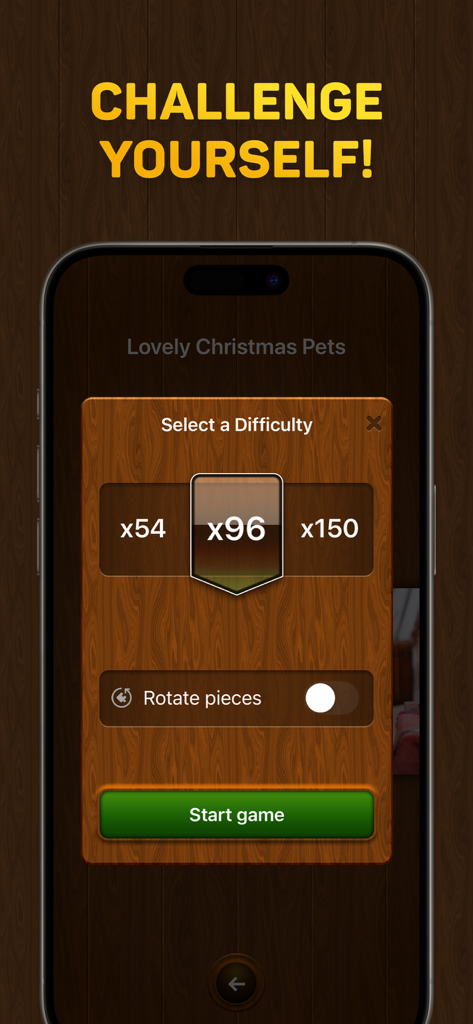 Jigsaw Puzzles for You - 異なるピース数のオプションを示すジグソーパズル難易度選択画面