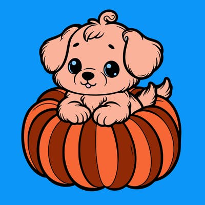 cute little puppy in a pumpkin