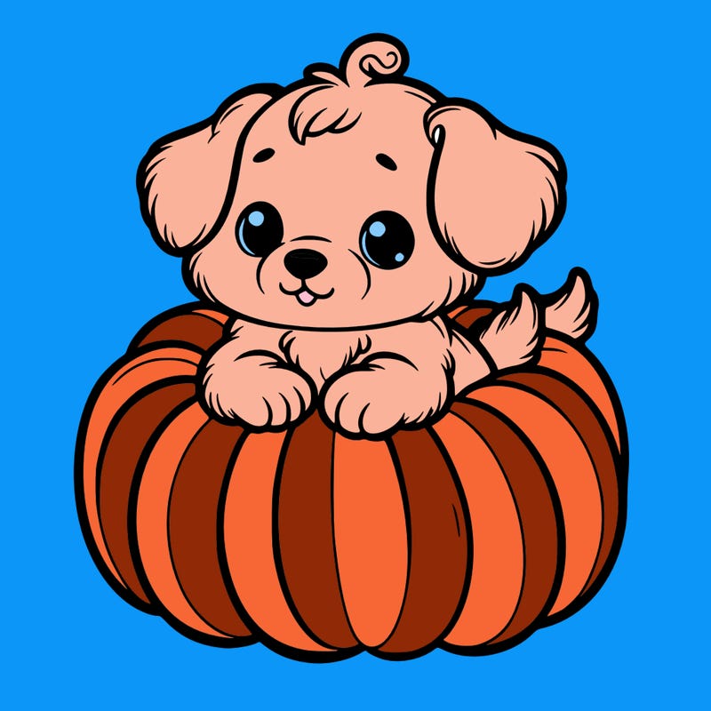 cute little puppy in a pumpkin