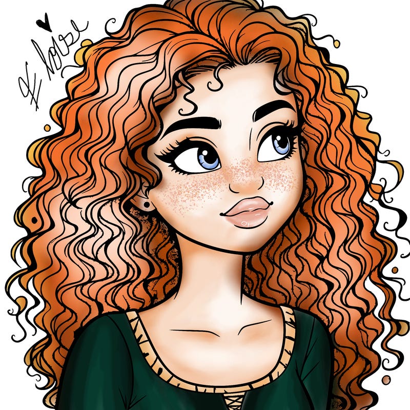 realistic girl with curly hair