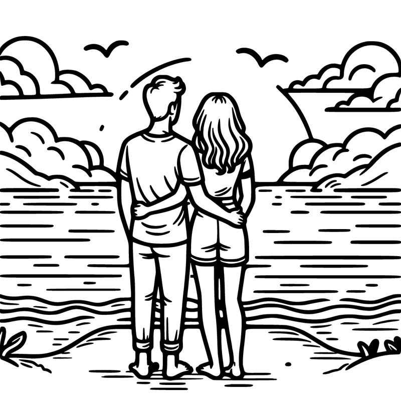 couple sunset on the beach