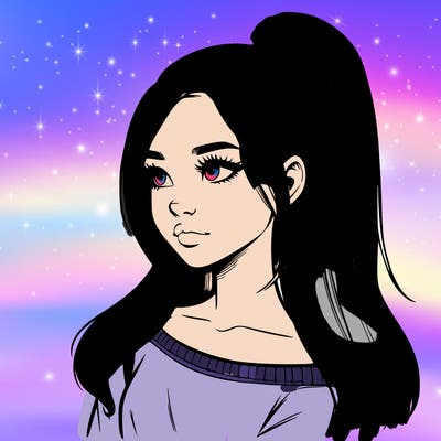 realistic girl with a high ponytail