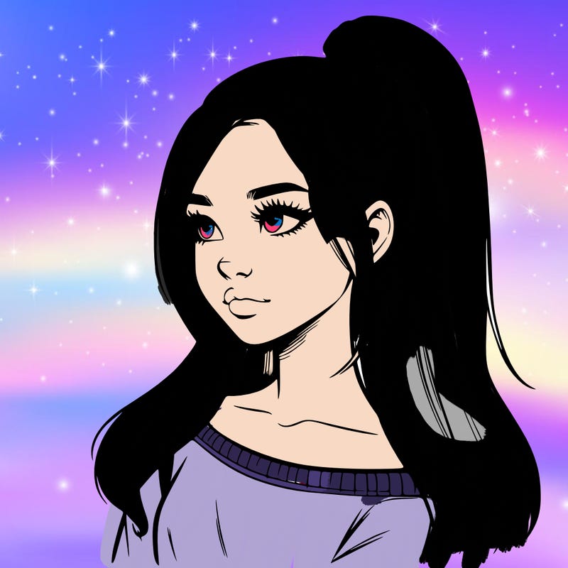 realistic girl with a high ponytail