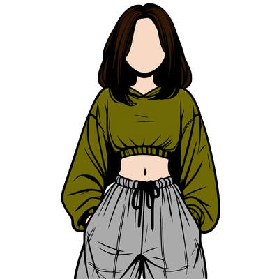 realistic girl faceless with baggy pants and a crop top