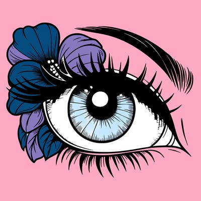 realistic eye with flower
