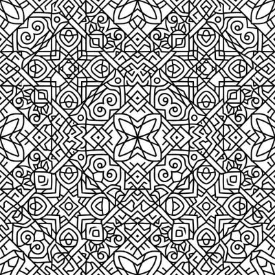 Immerse yourself in the mesmerizing world of abstract geometric patterns with this intricate coloring page. Featuring a complex tapestry of lines, shapes, and swirls, it offers a deeply satisfying and meditative coloring experience.