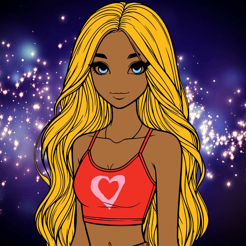 realistic girl with long hair with a crop top