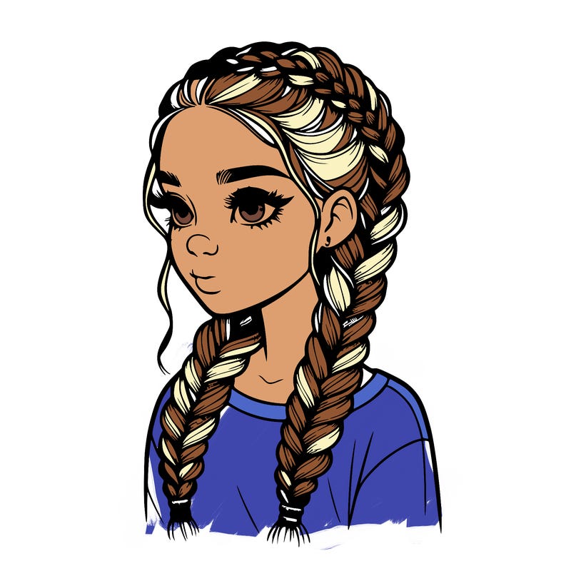realistic girl with braids