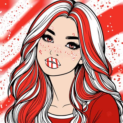 realistic girl with hair on her hair and lips