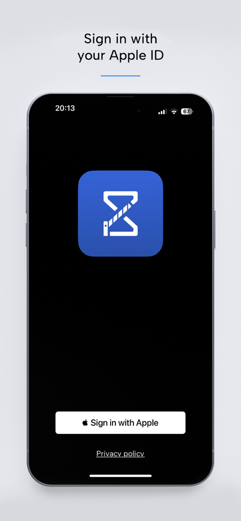 BorderWatcher - Schermata di accesso all'app mobile BorderWatcher con opzione ID Apple