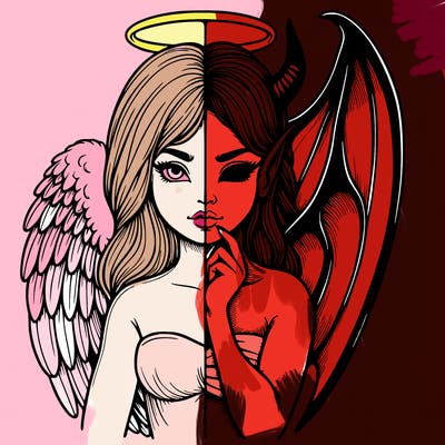 realistic angel half demon