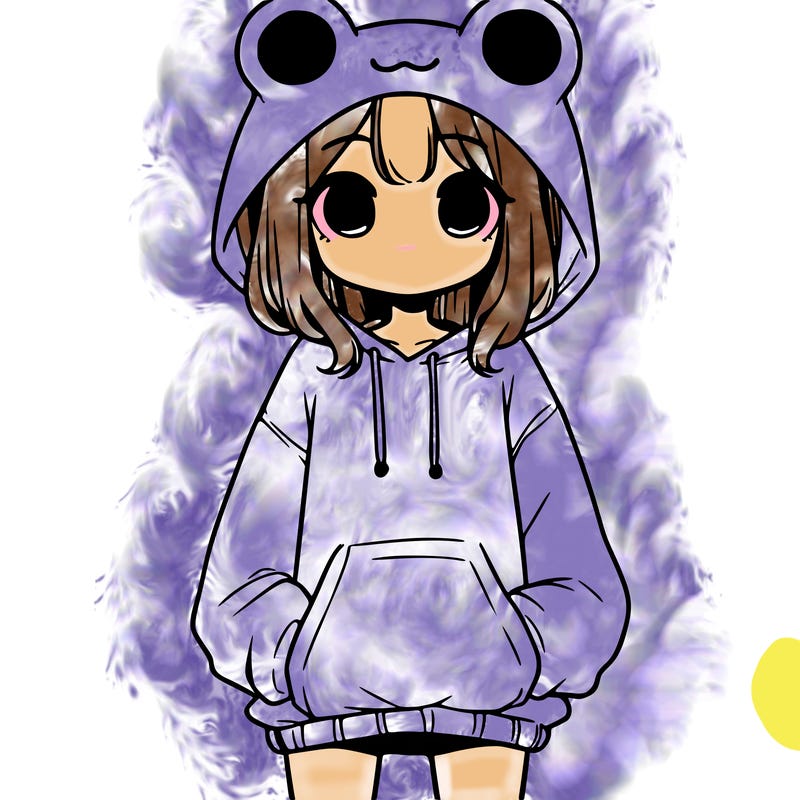 girl with baggy sweatshirt and frog hood