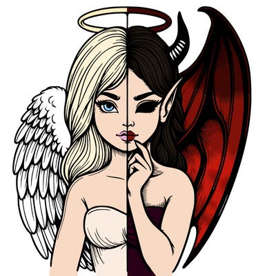 realistic angel half demon