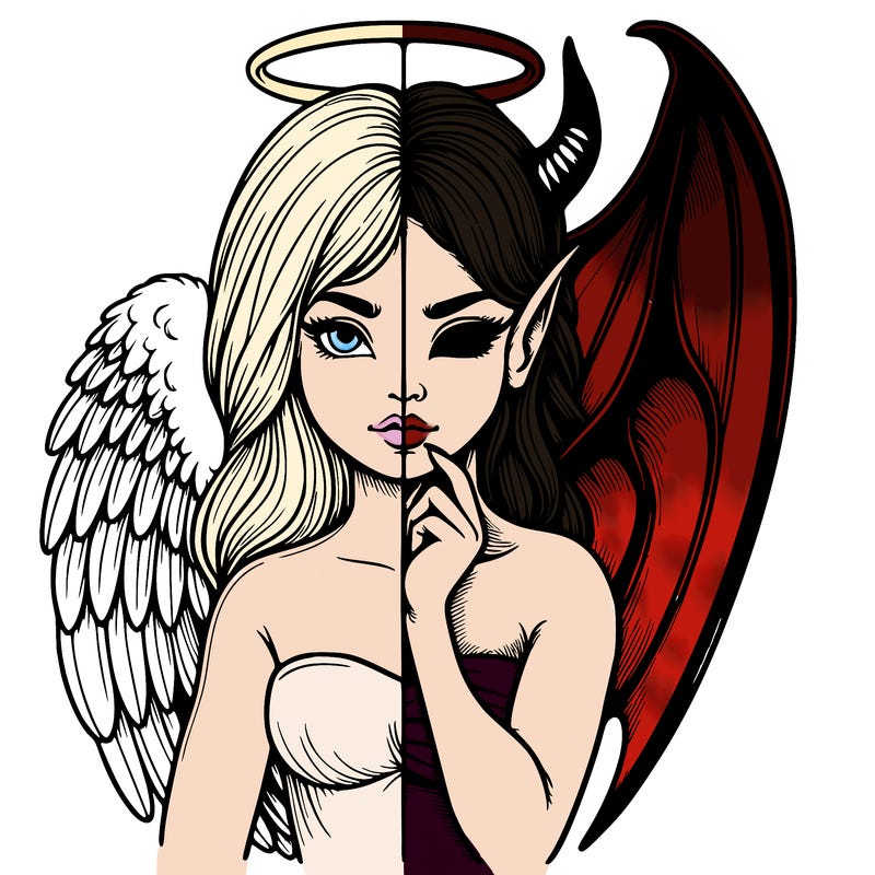 realistic angel half demon